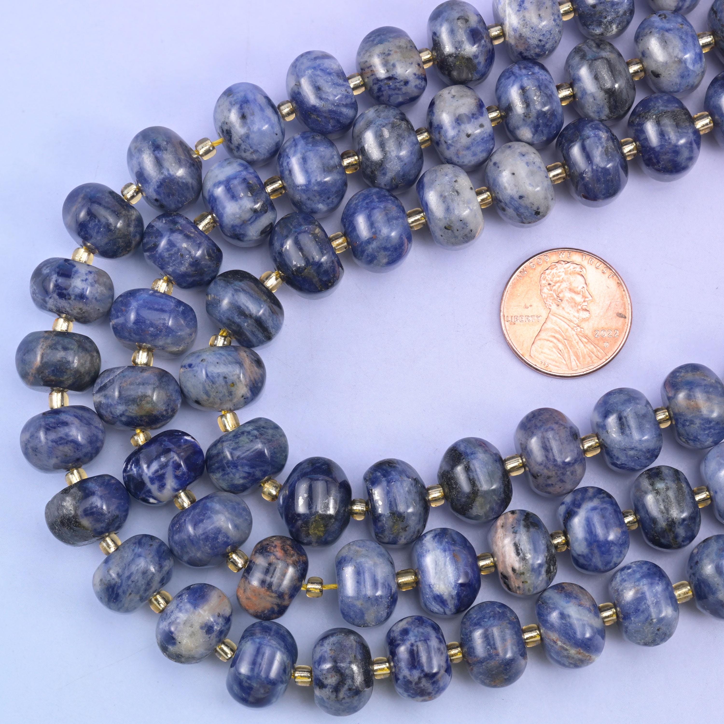 Sodalite Pumpkin Rondelle Beads Jewelry Making Size 12x8mm 15" Strand