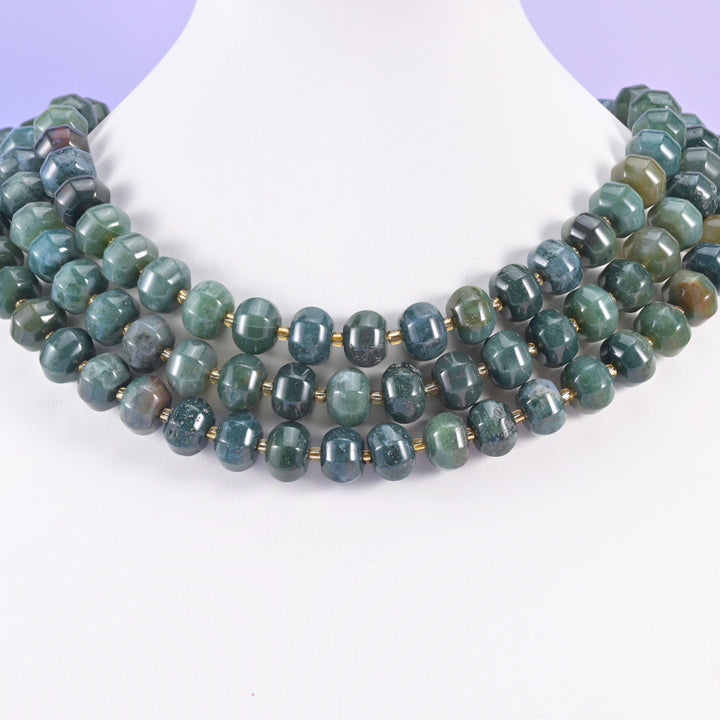 Moss Agate Pumpkin Rondelle Beads Jewelry Making Size 12x8mm 15" Strand