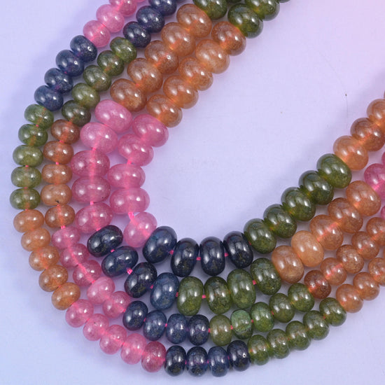 Tourmaline Color Dyed Jade Smooth Rondelle Beads Jewelry Making Size 4x6mm 5x8mm 15" Strand