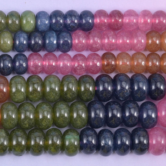Tourmaline Color Dyed Jade Smooth Rondelle Beads Jewelry Making Size 4x6mm 5x8mm 15" Strand