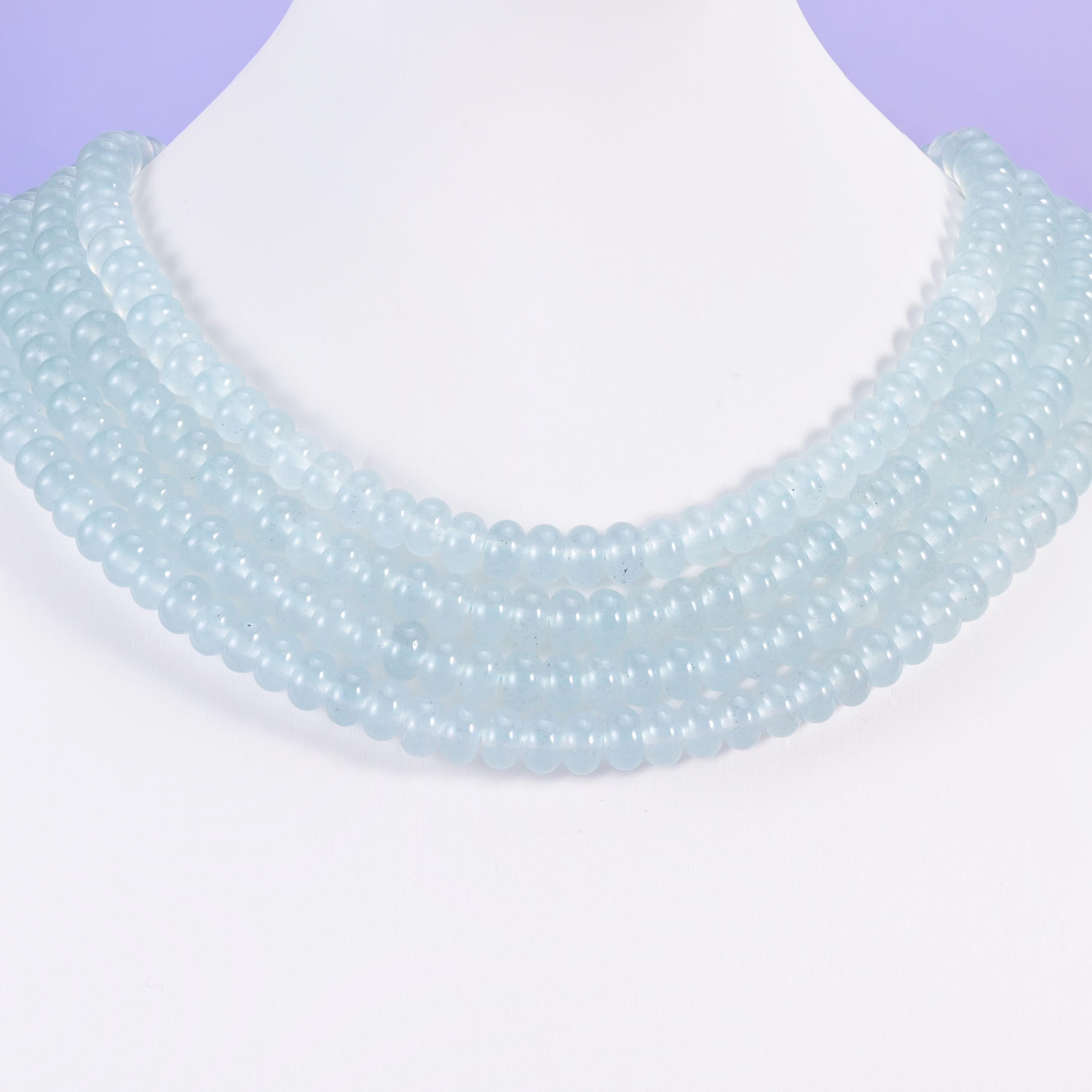 Baby Blue Dyed Jade Smooth Rondelle Beads Jewelry Making Size 5x8mm 15" Strand