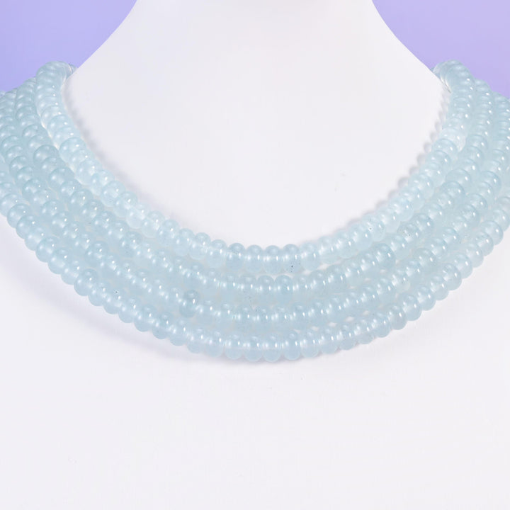 Baby Blue Dyed Jade Smooth Rondelle Beads Jewelry Making Size 5x8mm 15" Strand