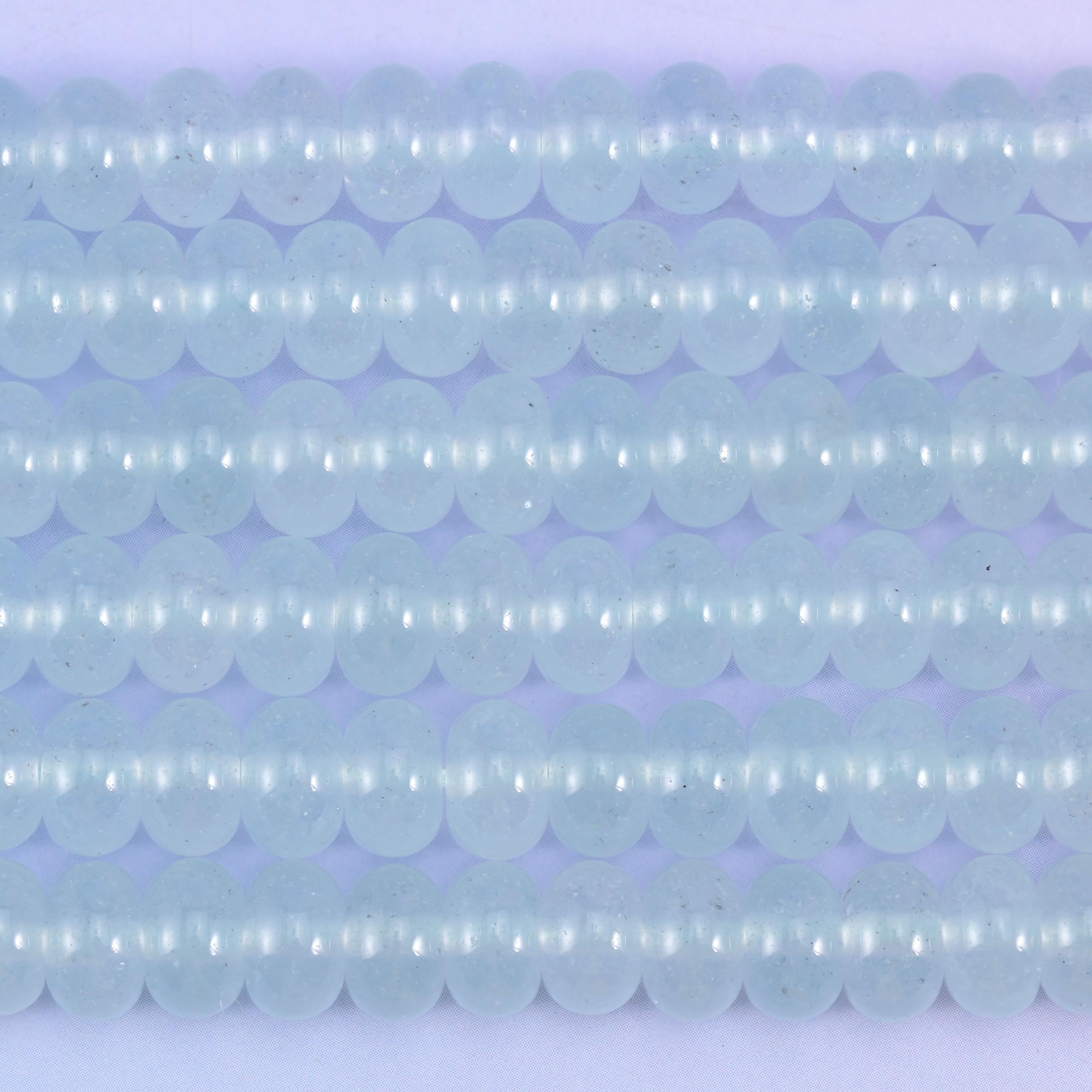 Baby Blue Dyed Jade Smooth Rondelle Beads Jewelry Making Size 5x8mm 15" Strand