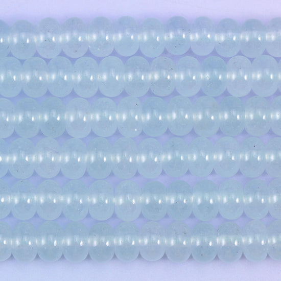 Baby Blue Dyed Jade Smooth Rondelle Beads Jewelry Making Size 5x8mm 15" Strand