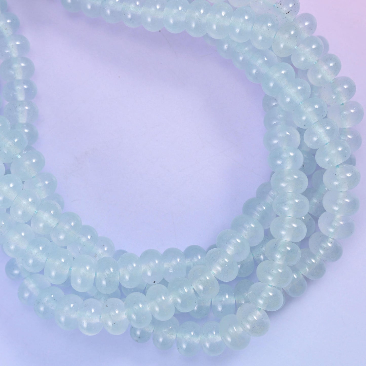 Baby Blue Dyed Jade Smooth Rondelle Beads Jewelry Making Size 5x8mm 15" Strand