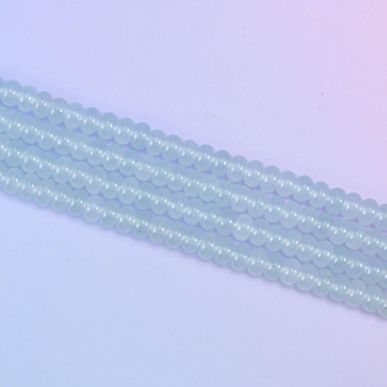 Baby Blue Dyed Jade Smooth Rondelle Beads Jewelry Making Size 5x8mm 15" Strand
