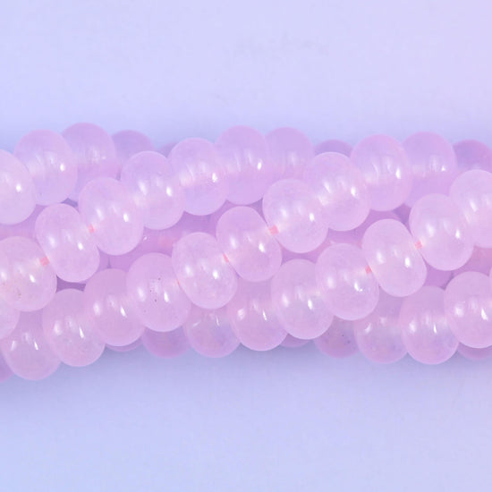 Baby Pink Dyed Jade Smooth Rondelle Beads Jewelry Making Size 5x8mm 15" Strand