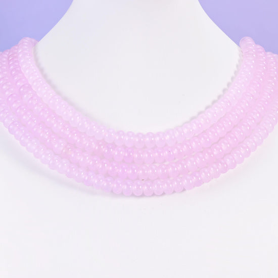Baby Pink Dyed Jade Smooth Rondelle Beads Jewelry Making Size 5x8mm 15" Strand