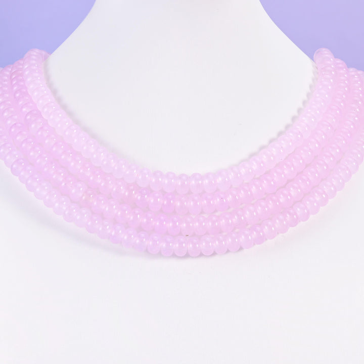 Baby Pink Dyed Jade Smooth Rondelle Beads Jewelry Making Size 5x8mm 15" Strand