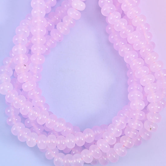 Baby Pink Dyed Jade Smooth Rondelle Beads Jewelry Making Size 5x8mm 15" Strand