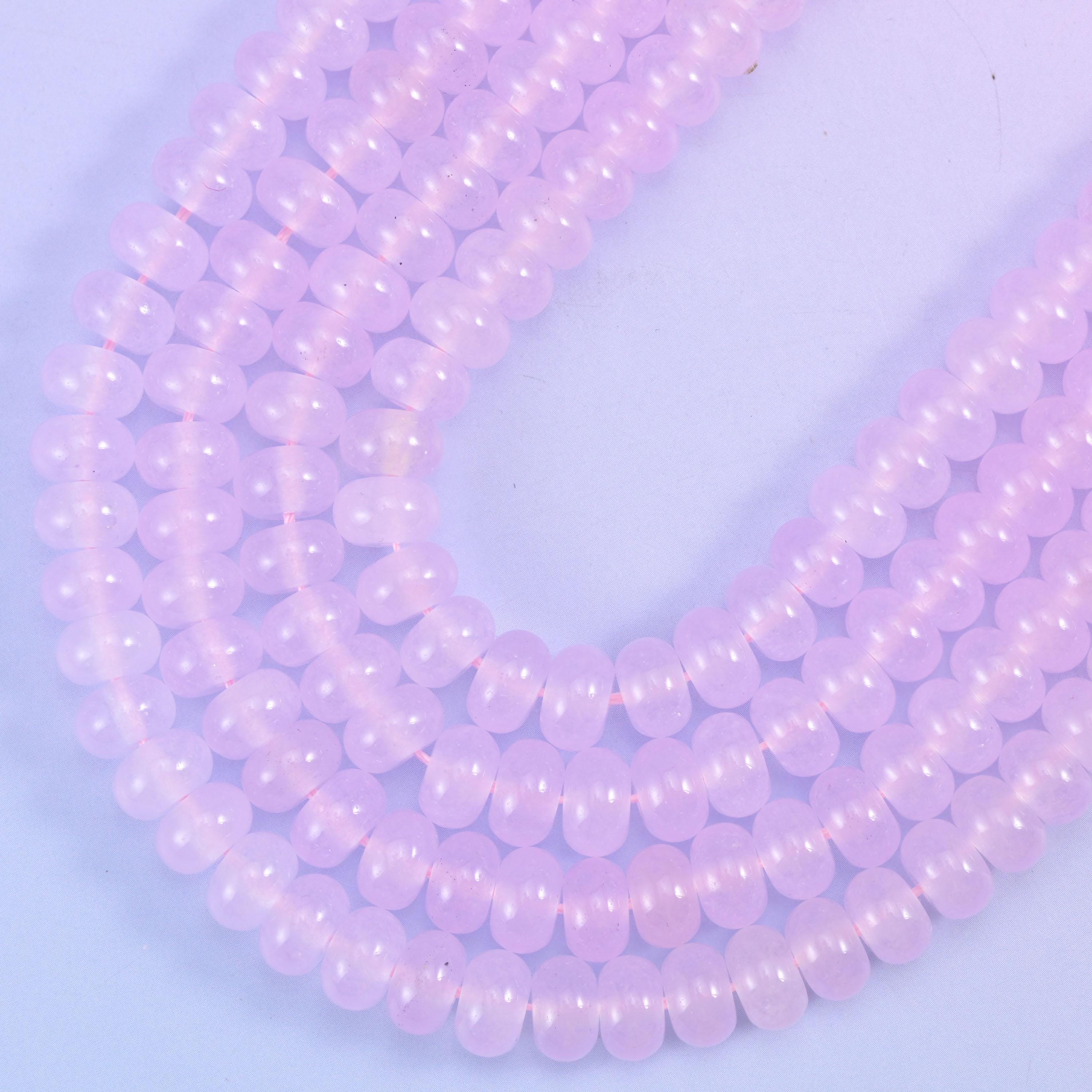 Baby Pink Dyed Jade Smooth Rondelle Beads Jewelry Making Size 5x8mm 15" Strand