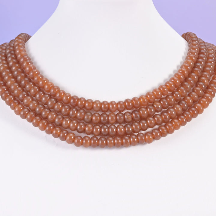 Caramel Color Dyed Jade Smooth Rondelle Beads Jewelry Making Size 5x8mm 15" Strand