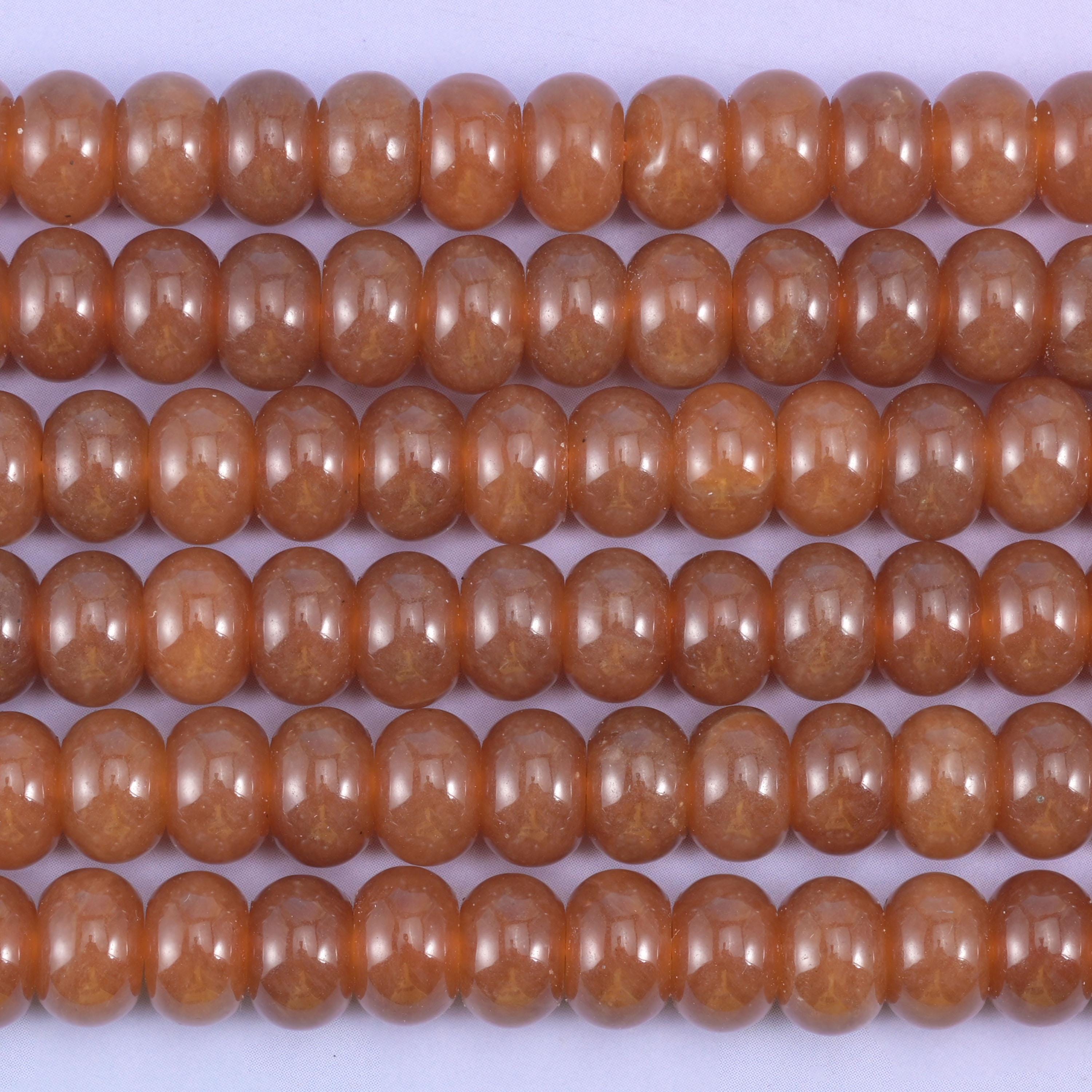 Caramel Color Dyed Jade Smooth Rondelle Beads Jewelry Making Size 5x8mm 15" Strand