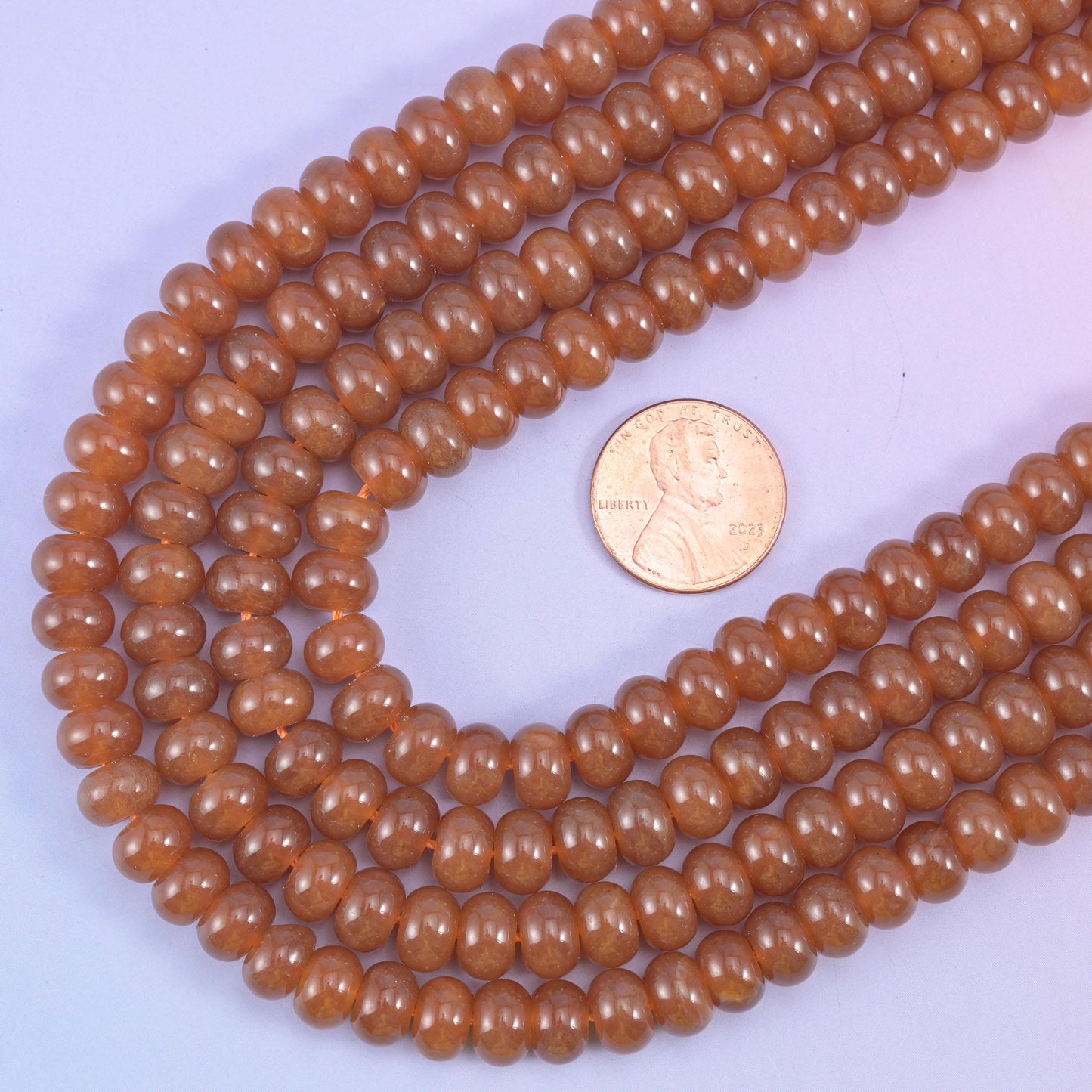 Caramel Color Dyed Jade Smooth Rondelle Beads Jewelry Making Size 5x8mm 15" Strand