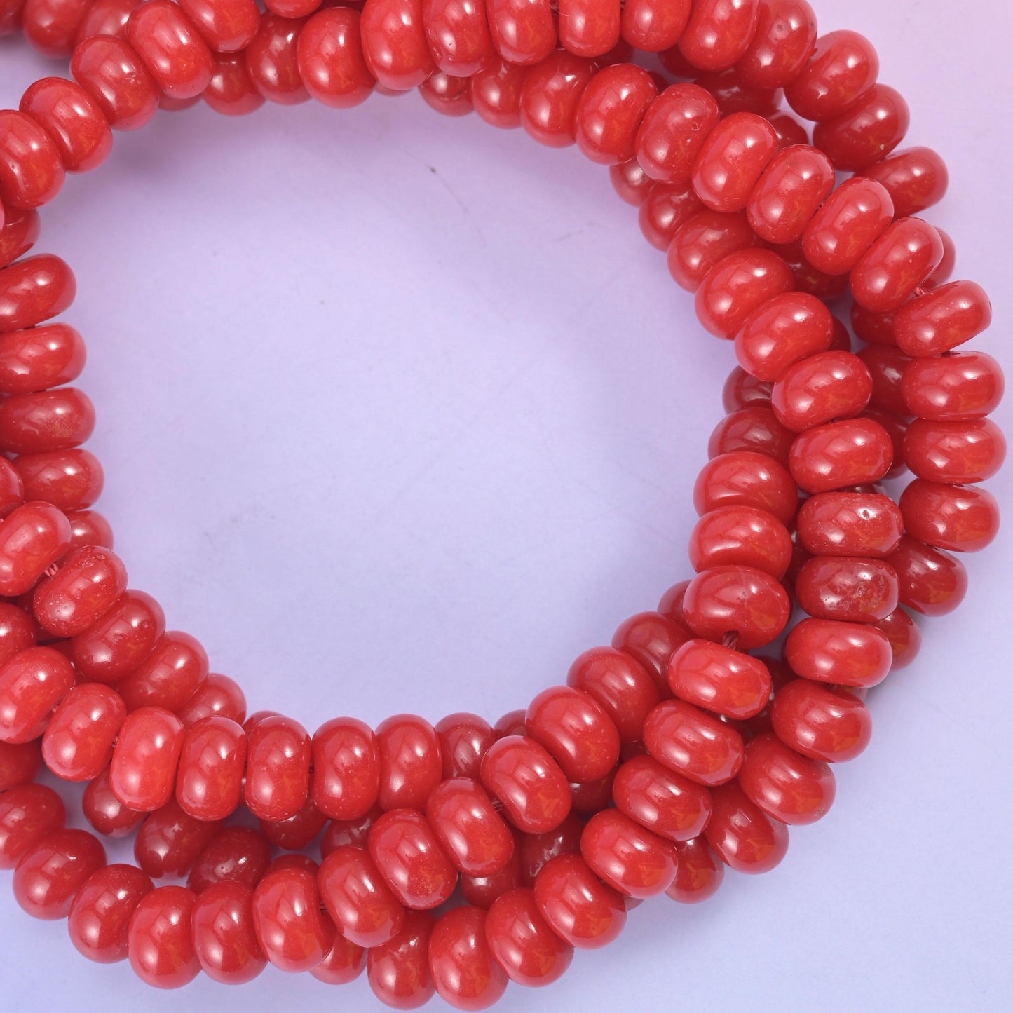 Red Dyed Jade Smooth Rondelle Beads Jewelry Making Size 5x8mm 15" Strand