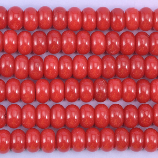 Red Dyed Jade Smooth Rondelle Beads Jewelry Making Size 5x8mm 15" Strand