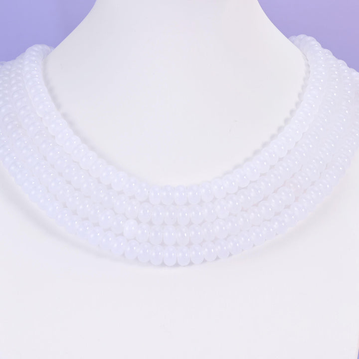 White Dyed Jade Smooth Rondelle Beads Jewelry Making Size 5x8mm 15" Strand