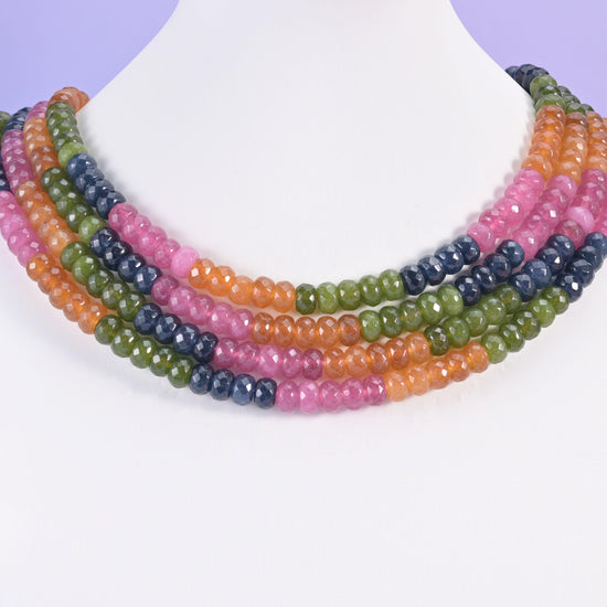 Tourmaline Color Dyed Jade Faceted Rondelle Beads Size 5x8mm Jewelry Making 15" Strand