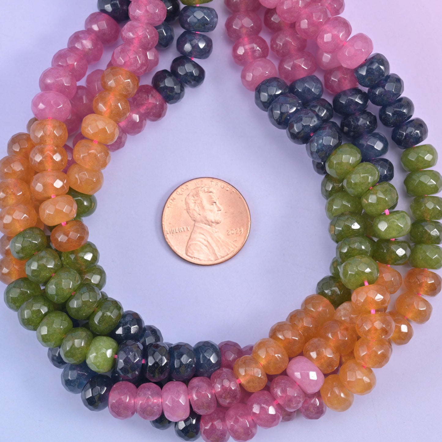 Tourmaline Color Dyed Jade Faceted Rondelle Beads Size 5x8mm Jewelry Making 15" Strand