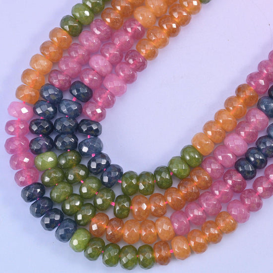 Tourmaline Color Dyed Jade Faceted Rondelle Beads Size 5x8mm Jewelry Making 15" Strand