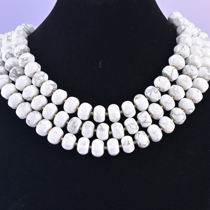 White Howlite Pumpkin Rondelle Beads Jewelry Making Size 12x8mm 15" Strand