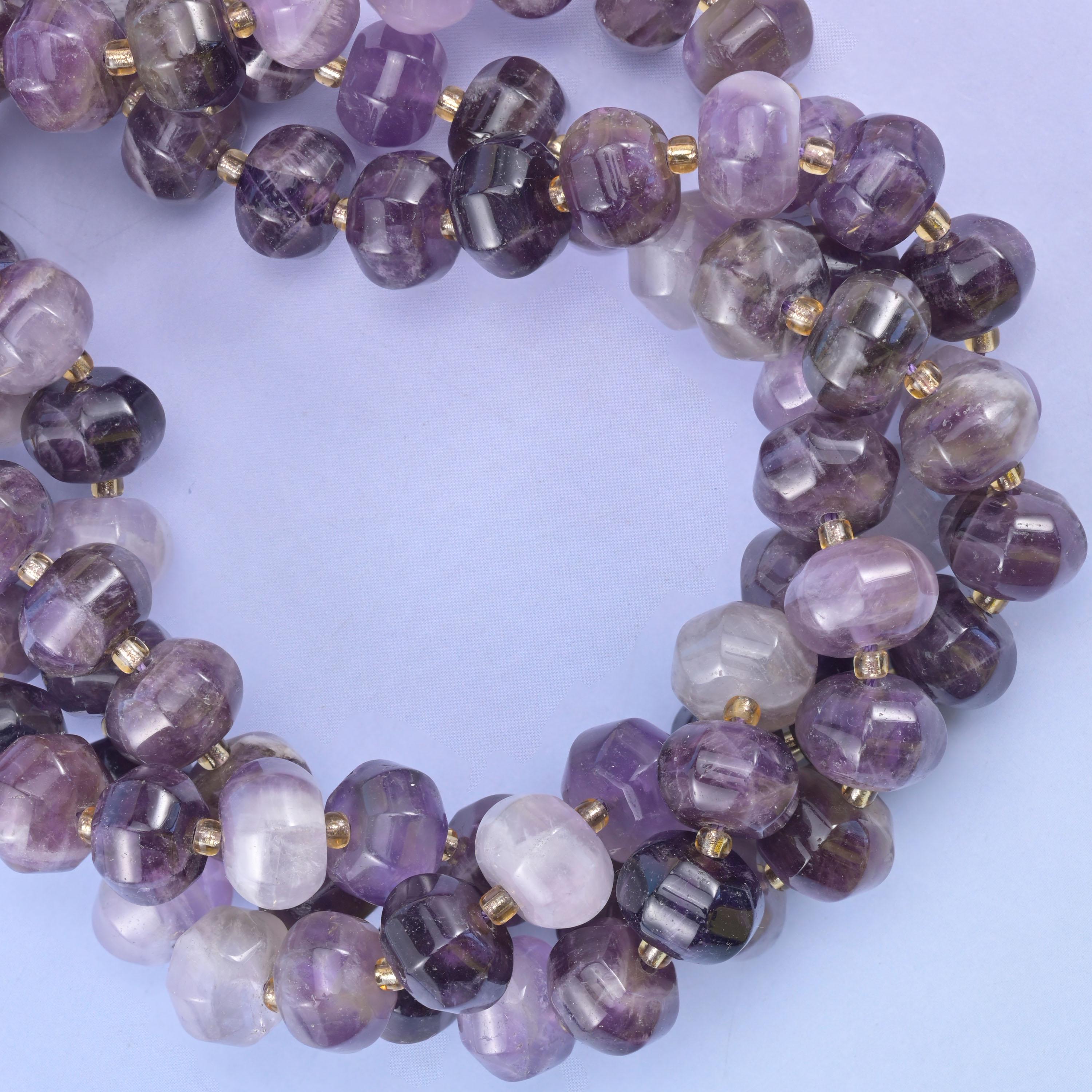 Amethyst Pumpkin Rondelle Beads Jewelry Making Size 12x8mm 15" Strand