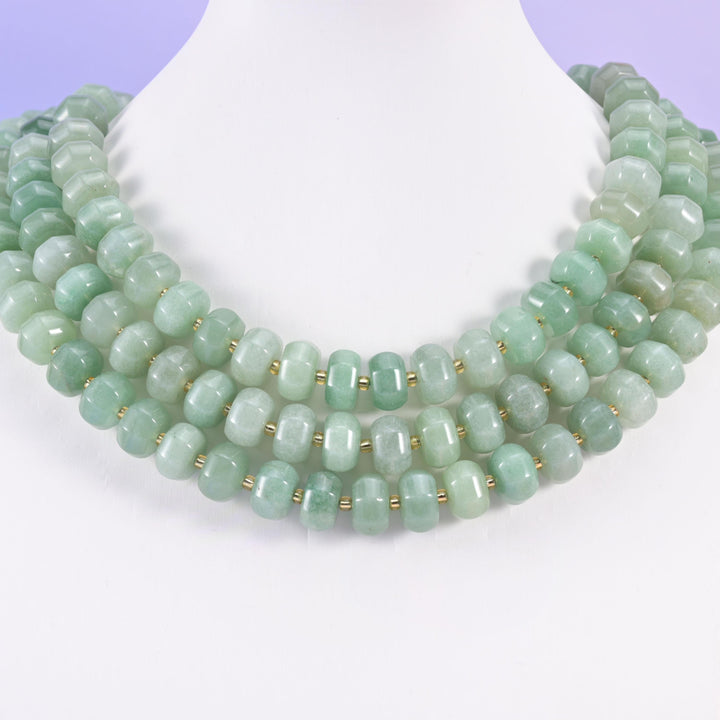 Green Aventurine Pumpkin Rondelle Beads Jewelry Making Size 12x8mm 15" Strand