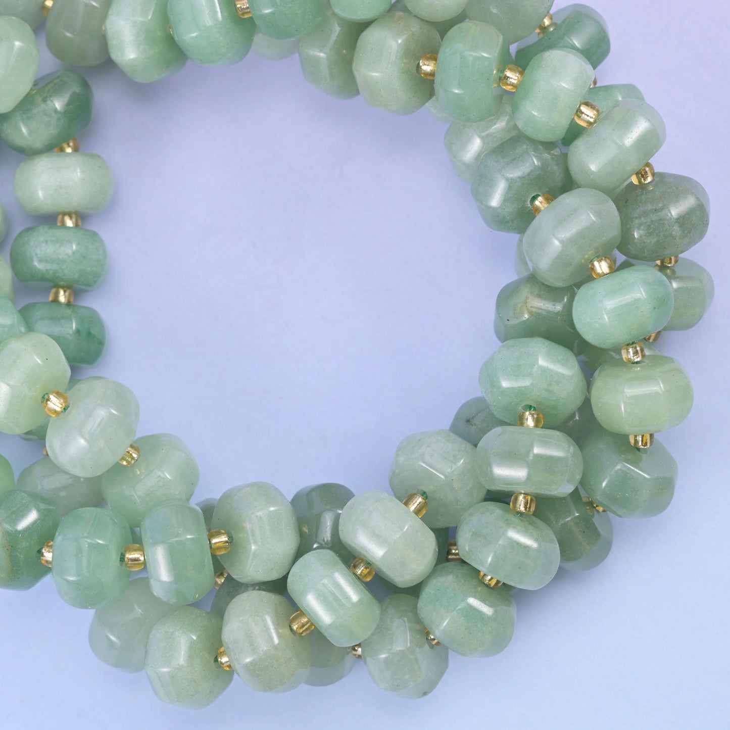 Green Aventurine Pumpkin Rondelle Beads Jewelry Making Size 12x8mm 15" Strand