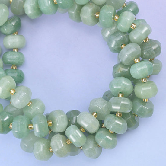 Green Aventurine Pumpkin Rondelle Beads Jewelry Making Size 12x8mm 15" Strand