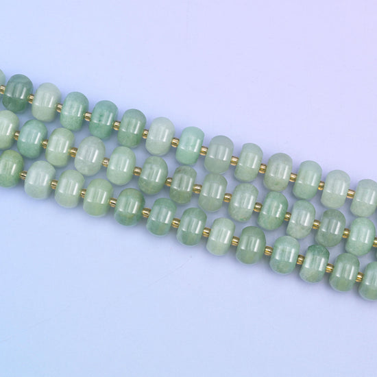 Green Aventurine Pumpkin Rondelle Beads Jewelry Making Size 12x8mm 15" Strand