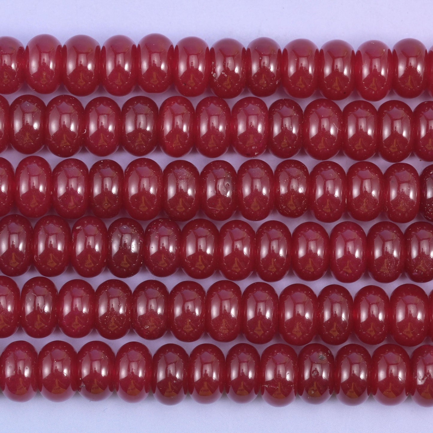 Ruby Red Color Dyed Jade Smooth Rondelle Beads Jewelry Making Size 5x8mm 15" Strand