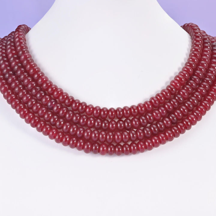 Ruby Red Color Dyed Jade Smooth Rondelle Beads Jewelry Making Size 5x8mm 15" Strand