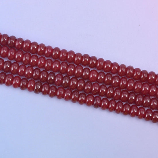Ruby Red Color Dyed Jade Smooth Rondelle Beads Jewelry Making Size 5x8mm 15" Strand