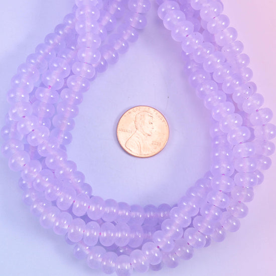 Lavender Purple Dyed Jade Smooth Rondelle Beads Jewelry Making Size 5x8mm 15" Strand