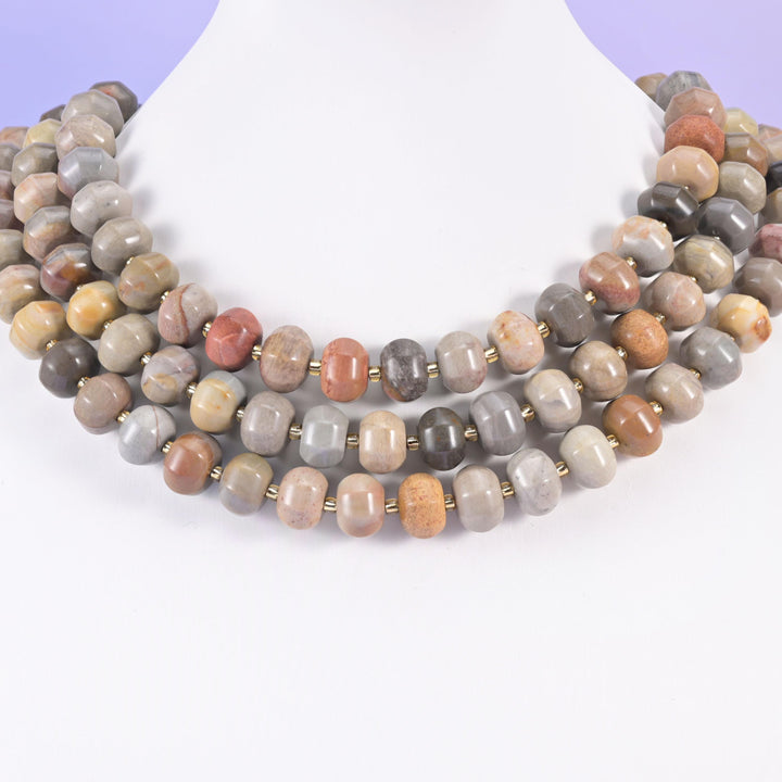 American Picture Jasper Pumpkin Rondelle Beads Jewelry Making Size 12x8mm 15" Strand