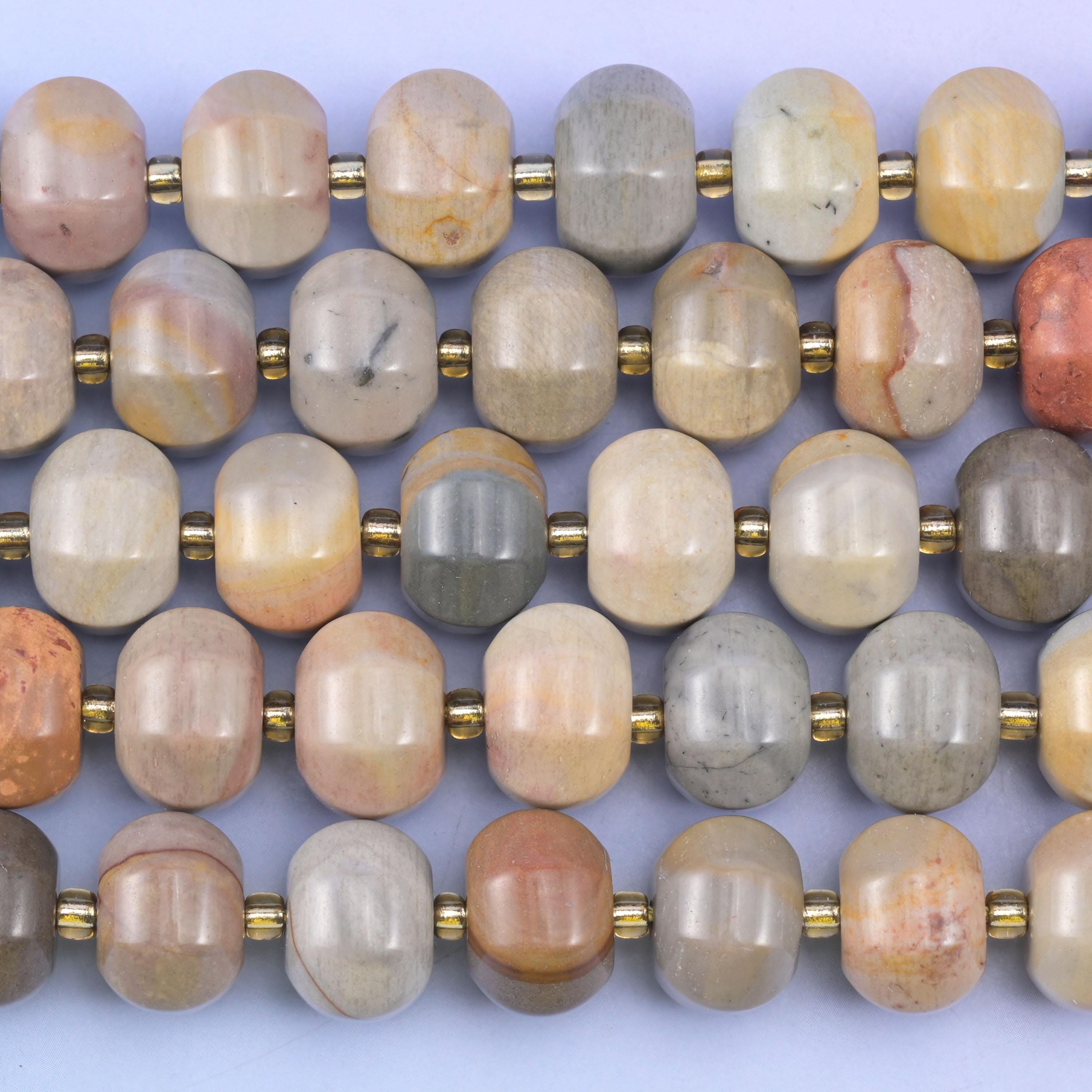 American Picture Jasper Pumpkin Rondelle Beads Jewelry Making Size 12x8mm 15" Strand