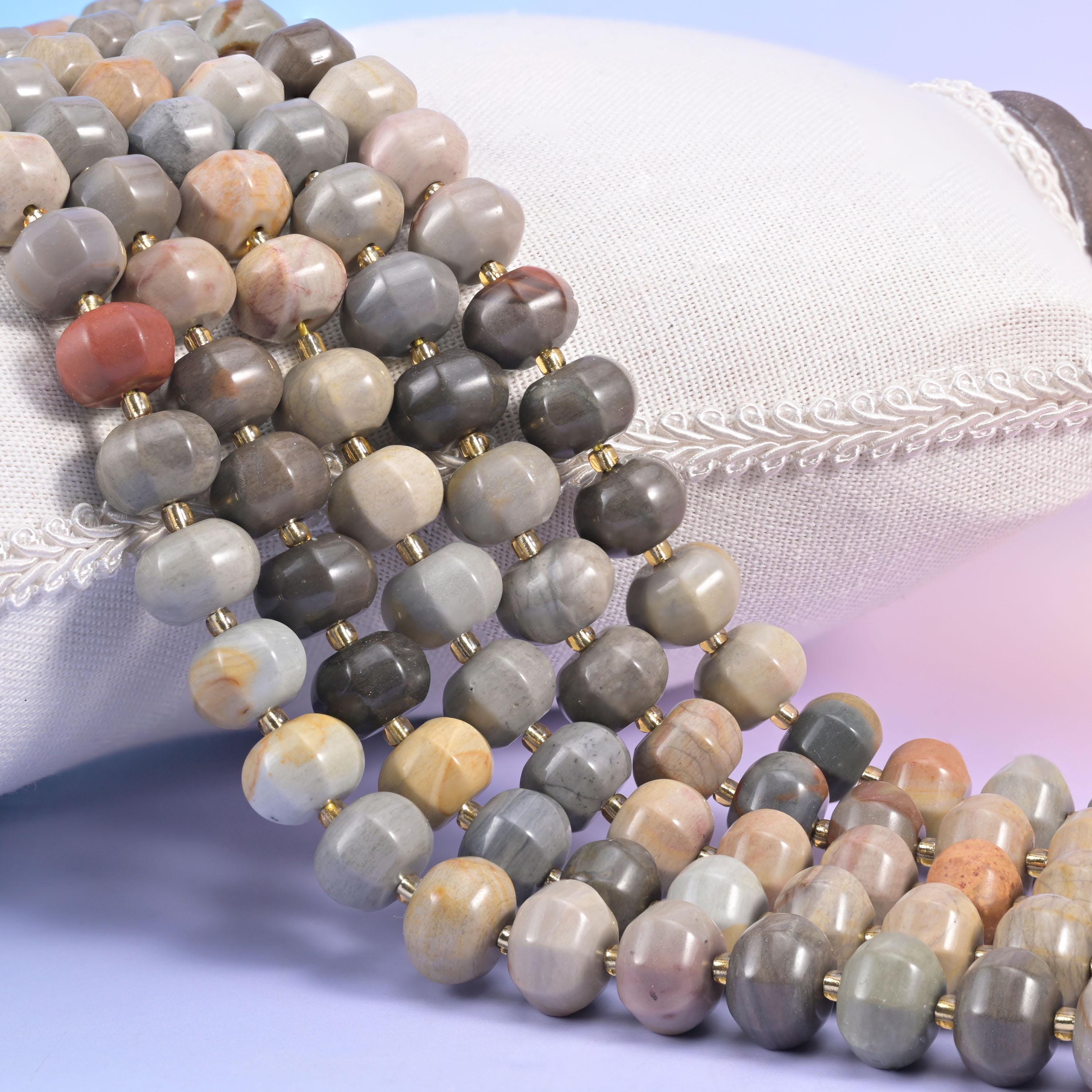 American Picture Jasper Pumpkin Rondelle Beads Jewelry Making Size 12x8mm 15" Strand