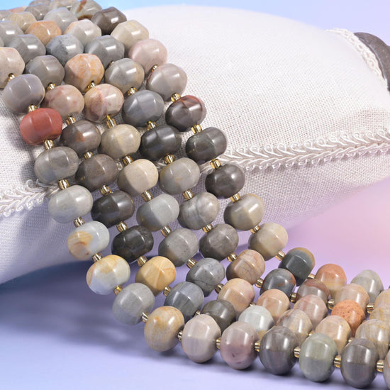 American Picture Jasper Pumpkin Rondelle Beads Jewelry Making Size 12x8mm 15" Strand