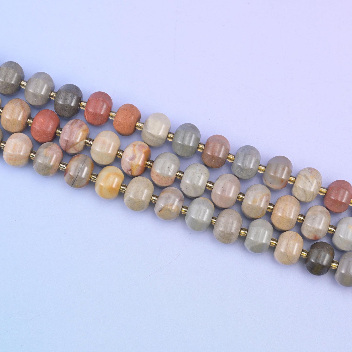 American Picture Jasper Pumpkin Rondelle Beads Jewelry Making Size 12x8mm 15" Strand