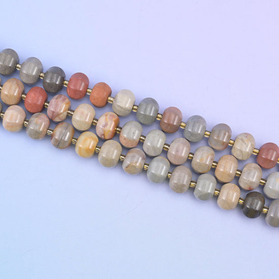 American Picture Jasper Pumpkin Rondelle Beads Jewelry Making Size 12x8mm 15" Strand
