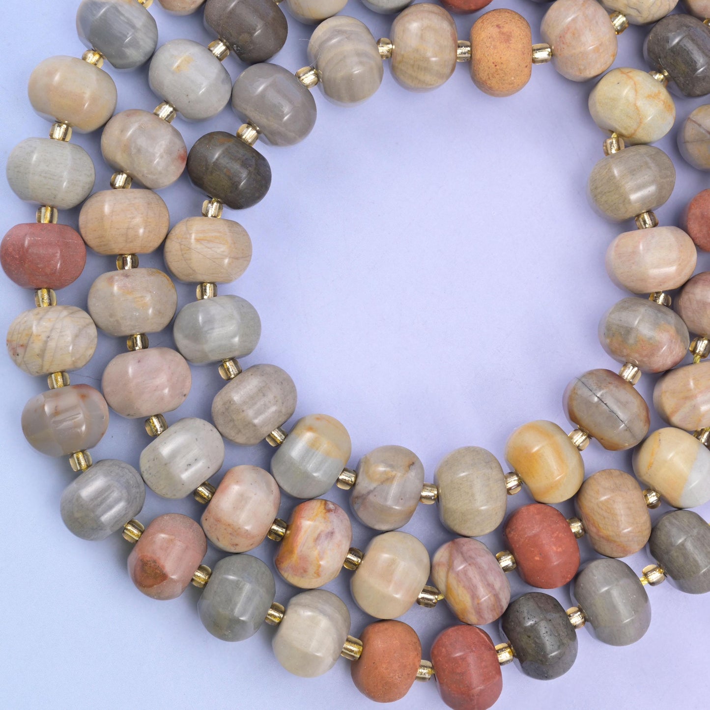 American Picture Jasper Pumpkin Rondelle Beads Jewelry Making Size 12x8mm 15" Strand