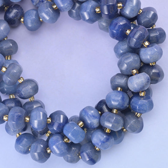 Blue Aventurine Pumpkin Rondelle Beads Jewelry Making Size 12x8mm 15" Strand