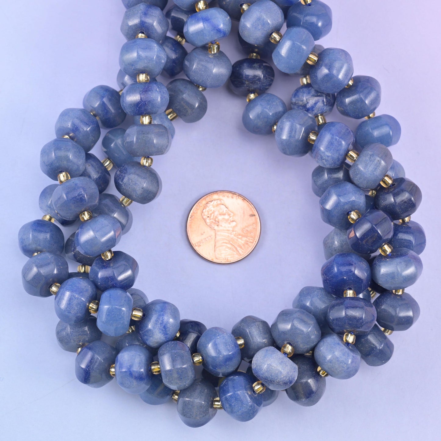 Blue Aventurine Pumpkin Rondelle Beads Jewelry Making Size 12x8mm 15" Strand