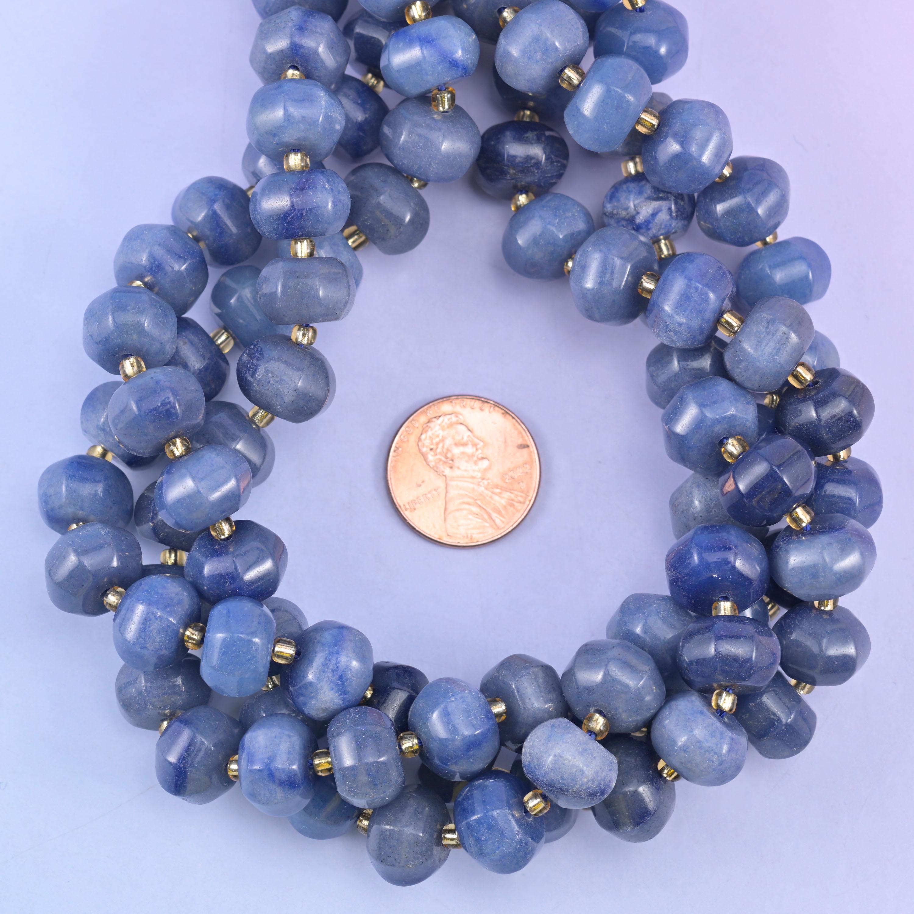 Blue Aventurine Pumpkin Rondelle Beads Jewelry Making Size 12x8mm 15" Strand