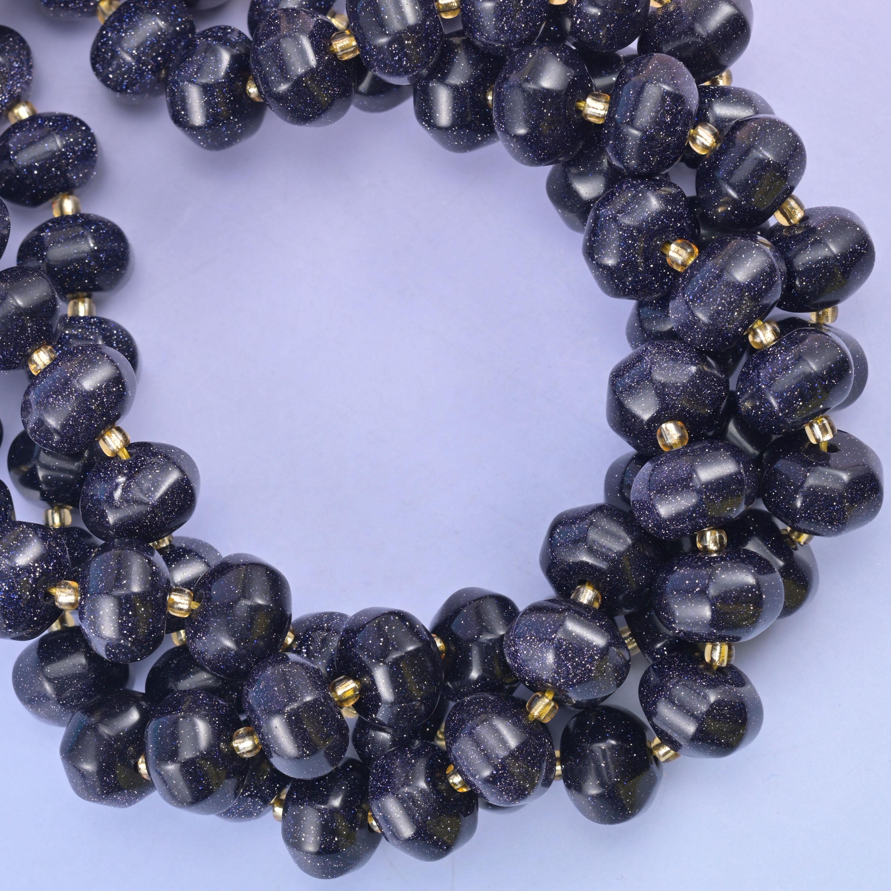 Blue Sandstone Pumpkin Rondelle Beads Jewelry Making Size 12x8mm 15" Strand