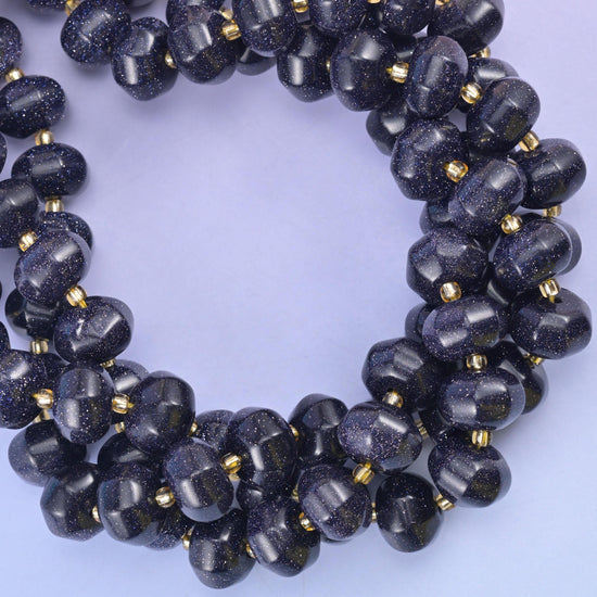 Blue Sandstone Pumpkin Rondelle Beads Jewelry Making Size 12x8mm 15" Strand