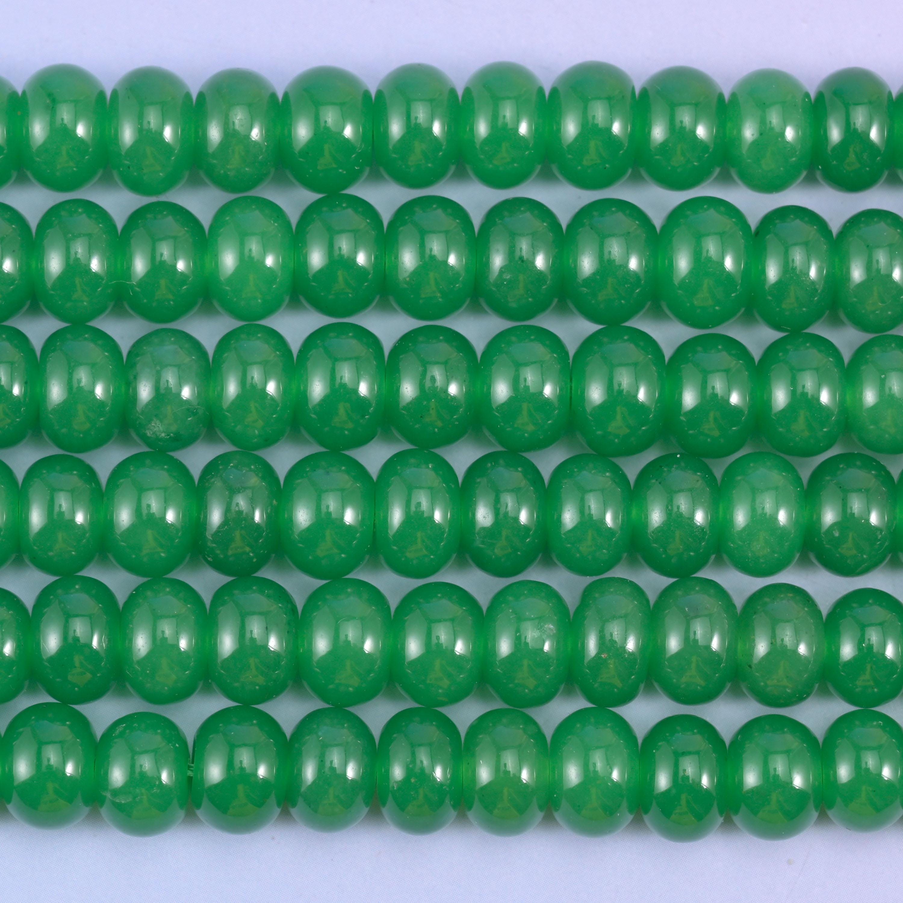 Green Dyed Jade Smooth Rondelle Beads Jewelry Making Size 5x8mm 15" Strand