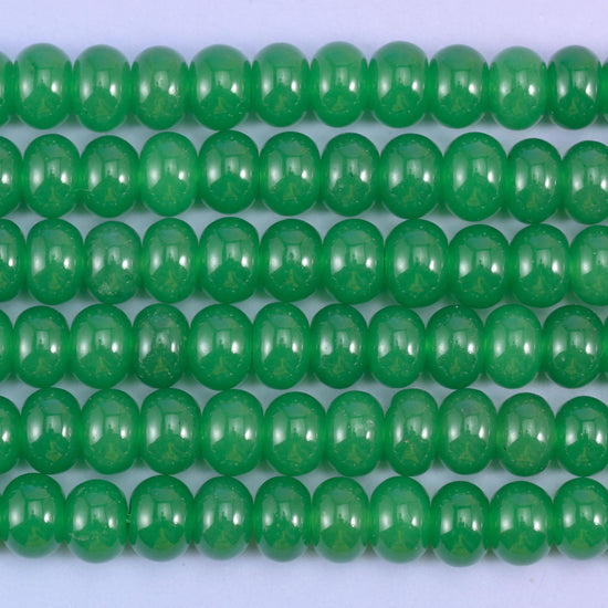 Green Dyed Jade Smooth Rondelle Beads Jewelry Making Size 5x8mm 15" Strand