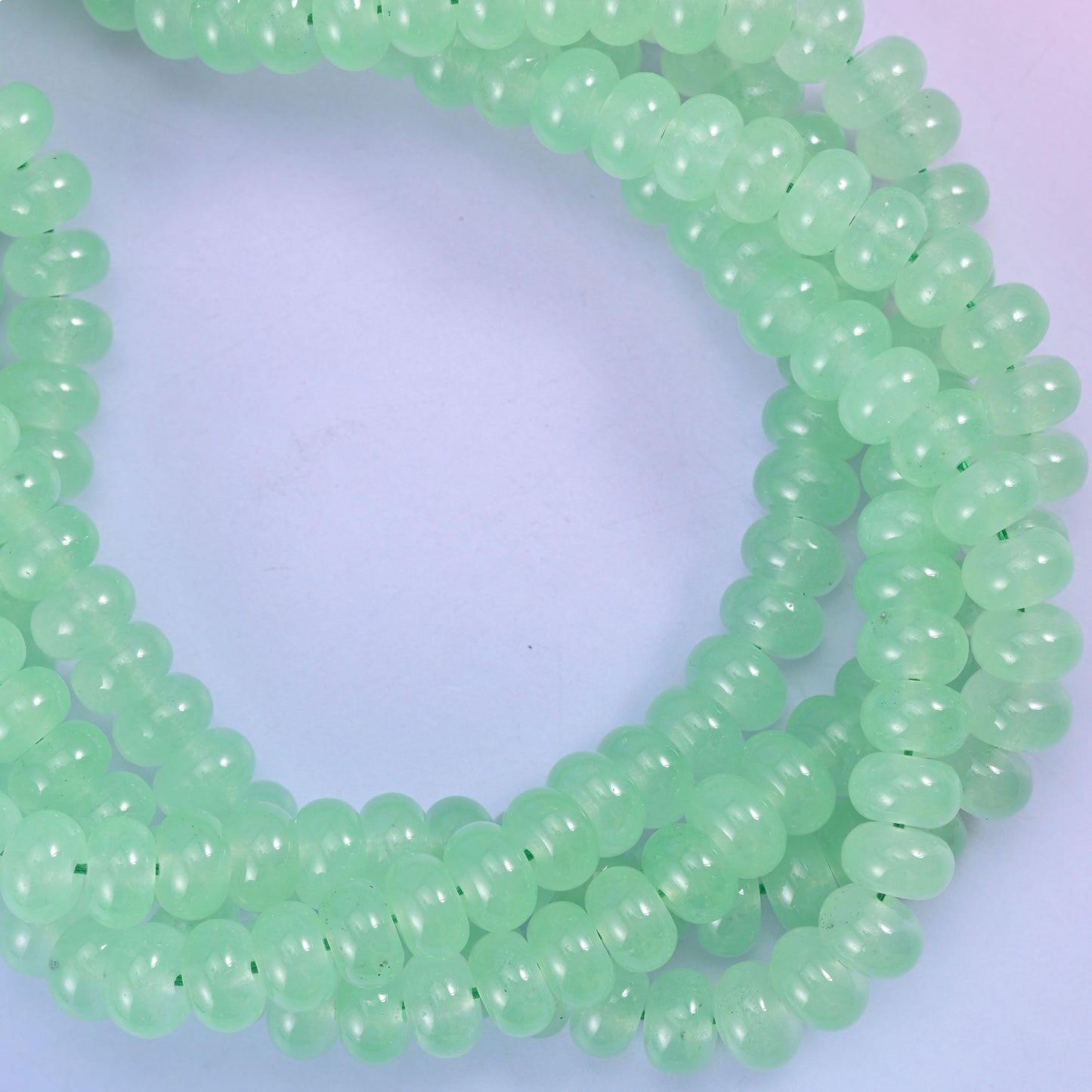 Light Green Dyed Jade Smooth Rondelle Beads Jewelry Making Size 5x8mm 15" Strand
