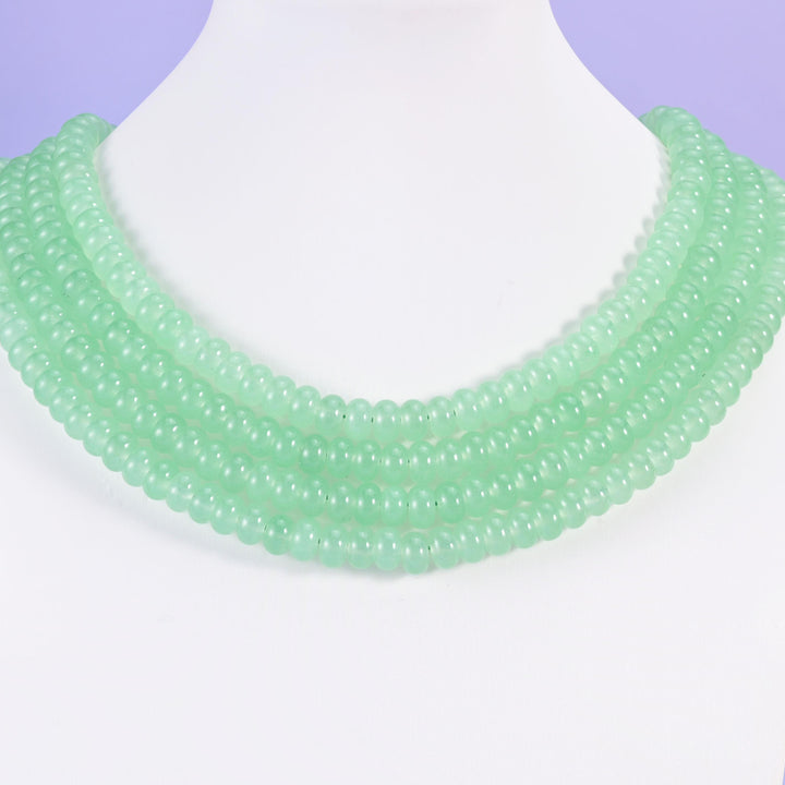 Light Green Dyed Jade Smooth Rondelle Beads Jewelry Making Size 5x8mm 15" Strand
